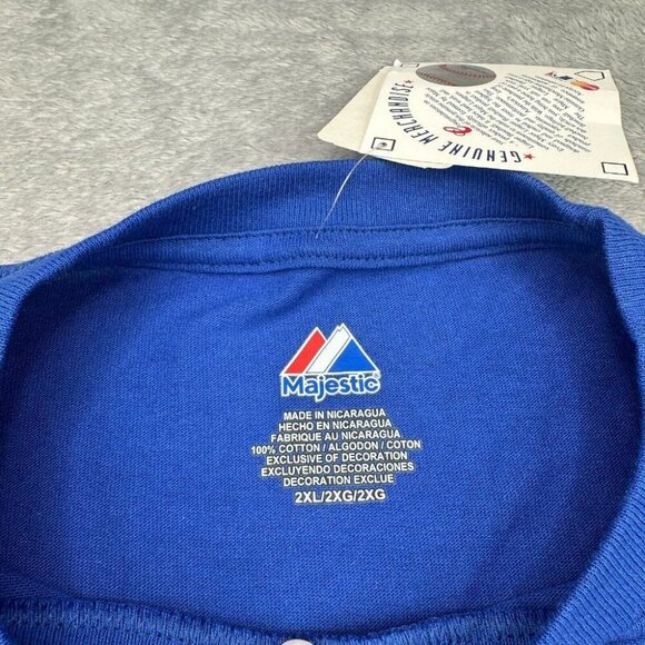 New York Mets T Shirt Mens 2XL XXL Blue Majestic Short Sleeve MLB Baseball NYM - Picture 2 of 13